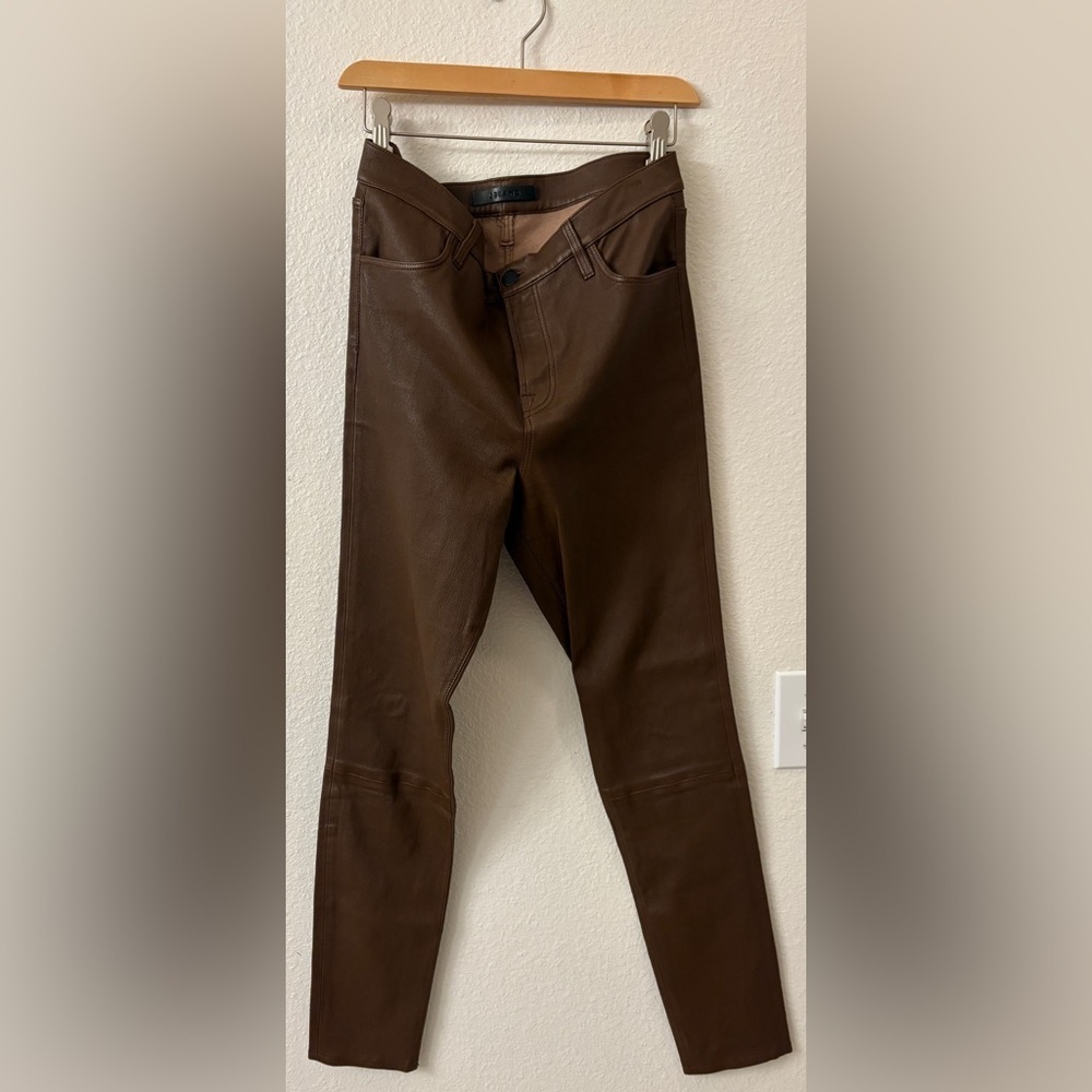 J Brand Brown Lambskin Leather Maria High Rise Womens 29 - Picture 9 of 10